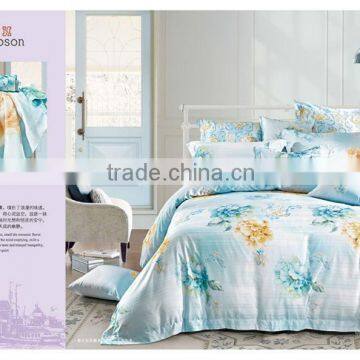 100% Tencel Flower printed bedding sets Queen Size 6PCS Jacquard
