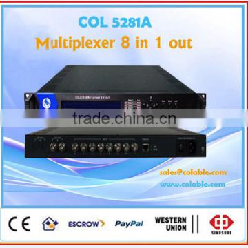 COL5281A mpts and spts video multiplexer,8 channel in and 1 channel out multiplexer,dvb multiplexer