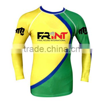 new glowing color men rash guard in yellow and green sublimated color