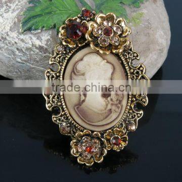 Wholesale Elegant Women Jewelry Antique Vintage Crystal Victorian Cameo Brooch Pin Pendant