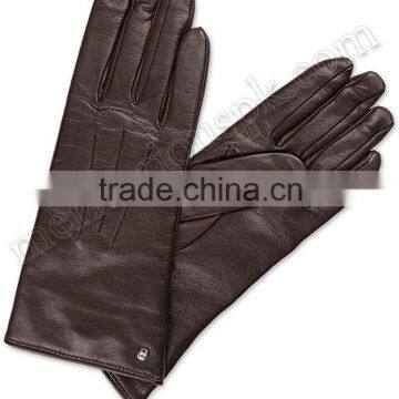 Brown Women Leather Fashion Dressing Gloves