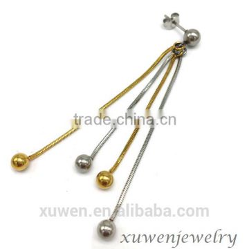 new model two tone ball with chain stainless steel latest earring design