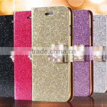 Bling Flip Shiny Diamond Deluxe Wallet Leather cover Case for iphone 6 Diamond Bling PU Leather Flip Cover