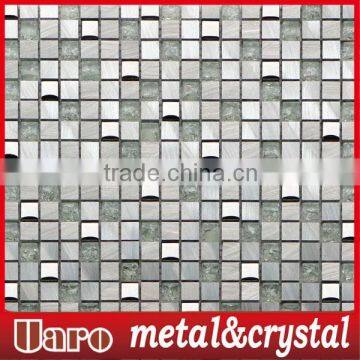 New Design Metal Mosaic Tiles Mixed Crack Crystal Glass Mosaic For Sale