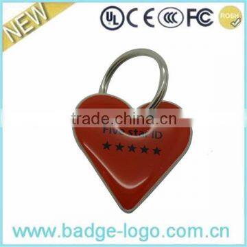 aluminum cheap heart keychain with print logo