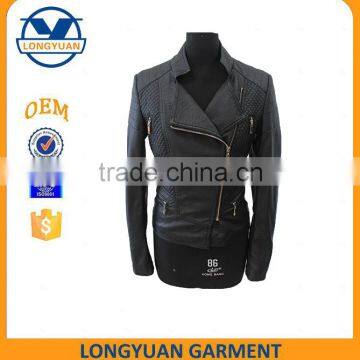 Fashion material new style breathable pu leather jacket for woman