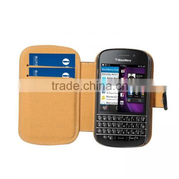 Heat setting Leather case for BlackBerry Q10 smartphone case with wallet design case