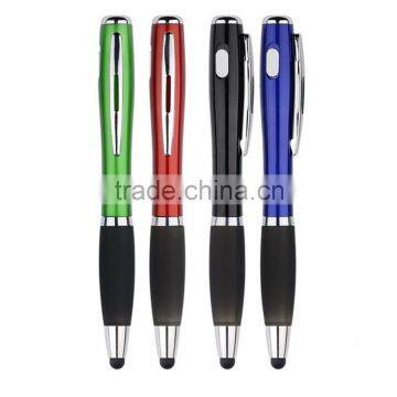 Multi-functional 3 in 1 ball point pen with LED flash light and tip touch stylus