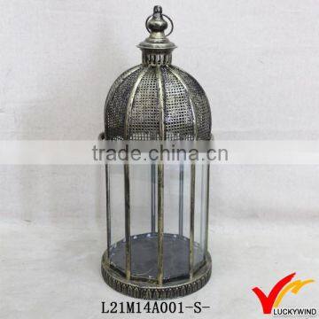 Bronze Tone Round Metal Glass Anti Paint Candle Lantern Rust