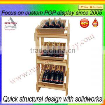 custom aged look wood wine floor display stand