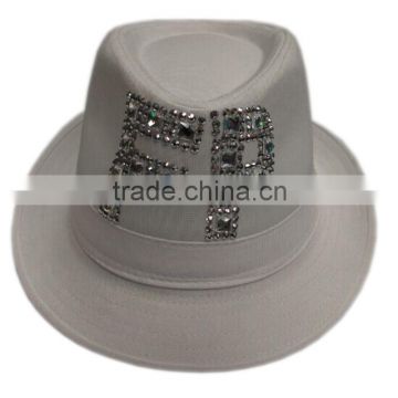 Discount women fedora hat with band and crystal logo