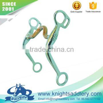 SS Oval Cheek Bit with Copper Low Port Mouth and SS Engraved Flat Cheeks
