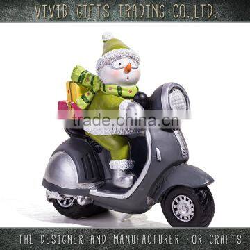 polyresin motorcycle christmas decoration led light