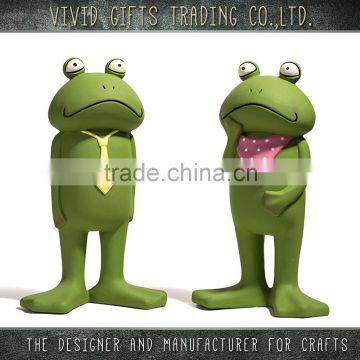 Ceramic frog with tie standing garden decoration