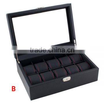 Elegant watch display gift packaging box with clear window and lock