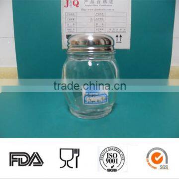 different glass spicy jar with stainless steel caps