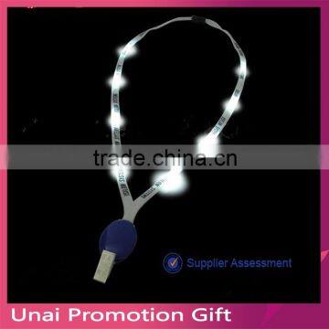 Popular Glowing Lanyard Fasional LED Shining Neck Strap Double LED Lanyard