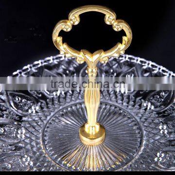 3pcs/set Clear Glass Charger Cake Plate Set With Golden Stand photo-3