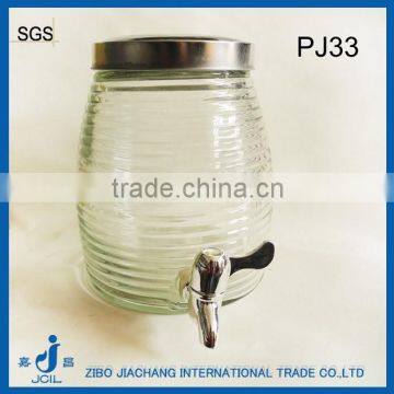 6L empty juice galss dispenser wholesale with metal cap