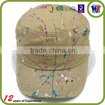 Designed Wet Paint Dot Pop Flat Top Military Hat Custom With LOGO