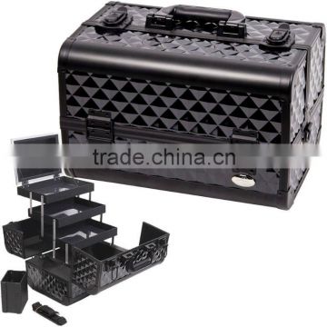 Aluminum Cosmetic Train Diamond Case w/Mirror(XY-163)