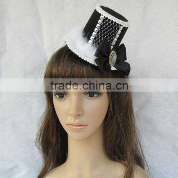 MYLOVE Black red colors bow felt hat with 2 clips wholesale MLGM013