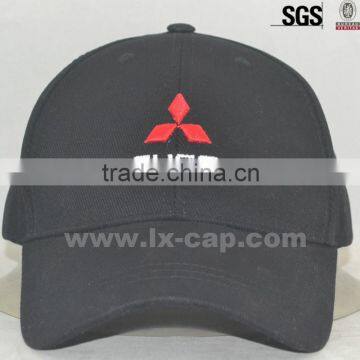 promotional cheap hat with a embroidery logo on front panel and black hat