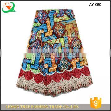 Special chinese knot prints super wax mix cotton guipure lace fabric wax lace fabric for women