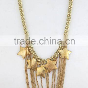 Newest style gold star chain tassel necklace