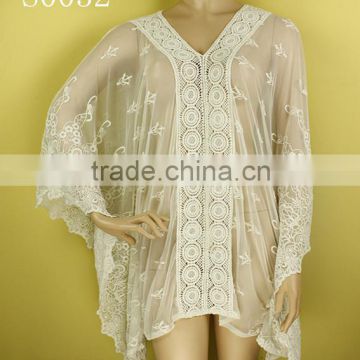 Fashion new design mesh blouses in lace