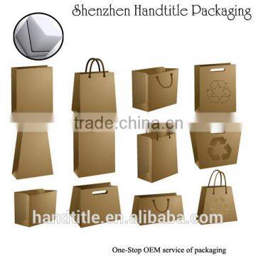 Printing heat seal die cut handle kraft paper bag with fashion design