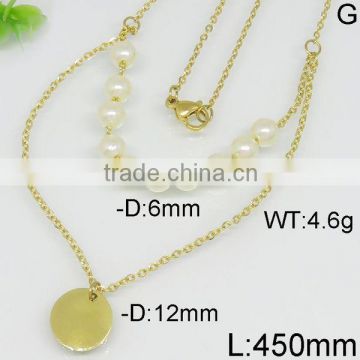 2016 newest style round freshwater pearl gold plating necklace