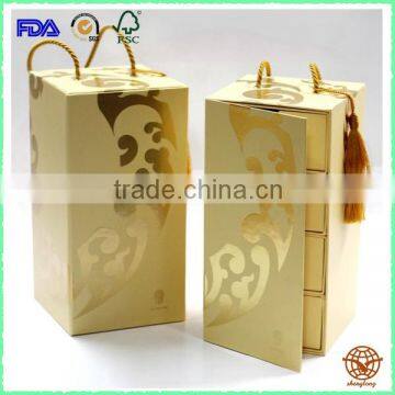 Custom logo rigid cardboard box with drawer/ luxury Gold stamping rigid box
