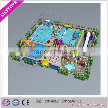 Commercial frame pool equipment park, inflatable moving water park, outdoor inflatable park