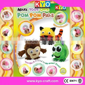 Wholesale microfiber chenille sofa fabric kits, craft animal pom poms ball kits