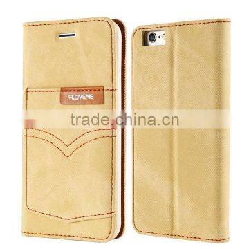 Quality FLOVEME New Jeans Skin Case Luxury Jeans+Leather Flip Wallet Card Mobile Phone Case For IPhone 7 With Stand CARD POCKET