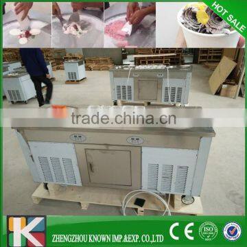 Hot Sale Single Pan Computer Panel Commercial Thai Fried Ice Cream Roll Machine with Fish Waffle/ CE