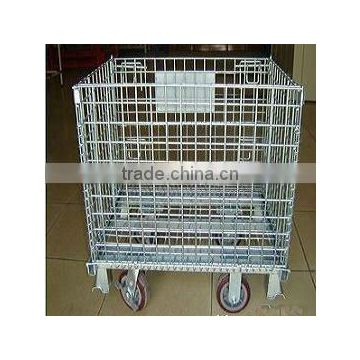 Wire Mesh Container with High Heat Resistance Conductive Caster