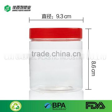 14oz empty pet bottle clear plastic jar with red plastic cap