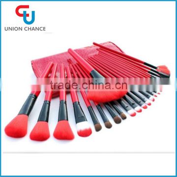 24pcs Makeup Brush Kit With Leather Bag Chinese Red Makeup Brush With Black Ferrule