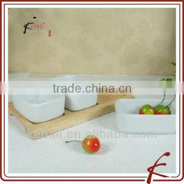 China Facroty Porcelain Ceramic Serving Dish with Bamboo