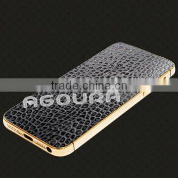 2017 Luxury 24k Gold Plating Housing With Genuine Leather for IPhone 5 5S photo-5