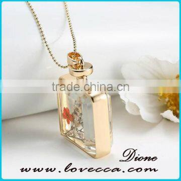 Natural Dried Flower Glass Locket Pendant Necklace for Women photo-4