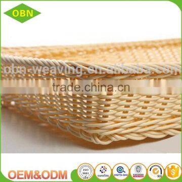 Customized Food Storage Hand Woven Empty Plastic Poly Rattan Bread Fruit Vegetable Display Basket photo-6