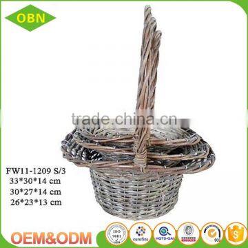 Vintage Handmade Indoor Willow Wicker Artificial Flower Girl Basket With Long Handle for Your Decoration photo-3