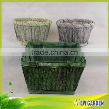 Garden Decorative Top Quality Rectangular Turquoise Flower Pot Made By Bark