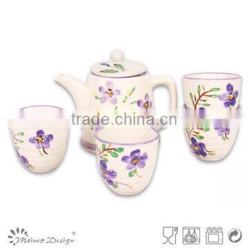 Hot Sale Tea Set With Hand Printing Japanese Style Stoneware Tea Set photo-3