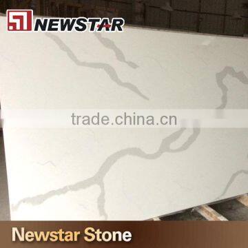 Newstar snow white marble color white quartz countertop with grey veins