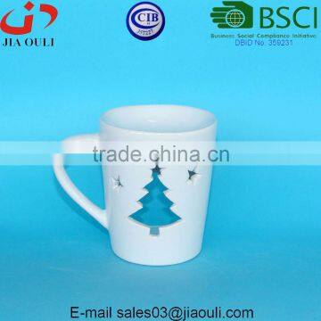 Fashion Design Cup Shape White Ceramic Aroma Diffuser Lamp, Christmas Oil Burner photo-3