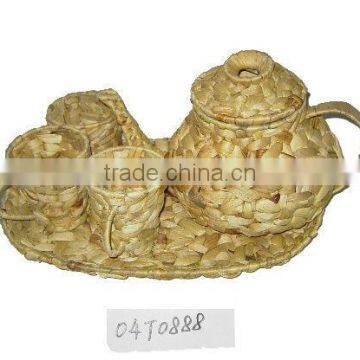 water hyacinth round tea set flower planter/pot/holder